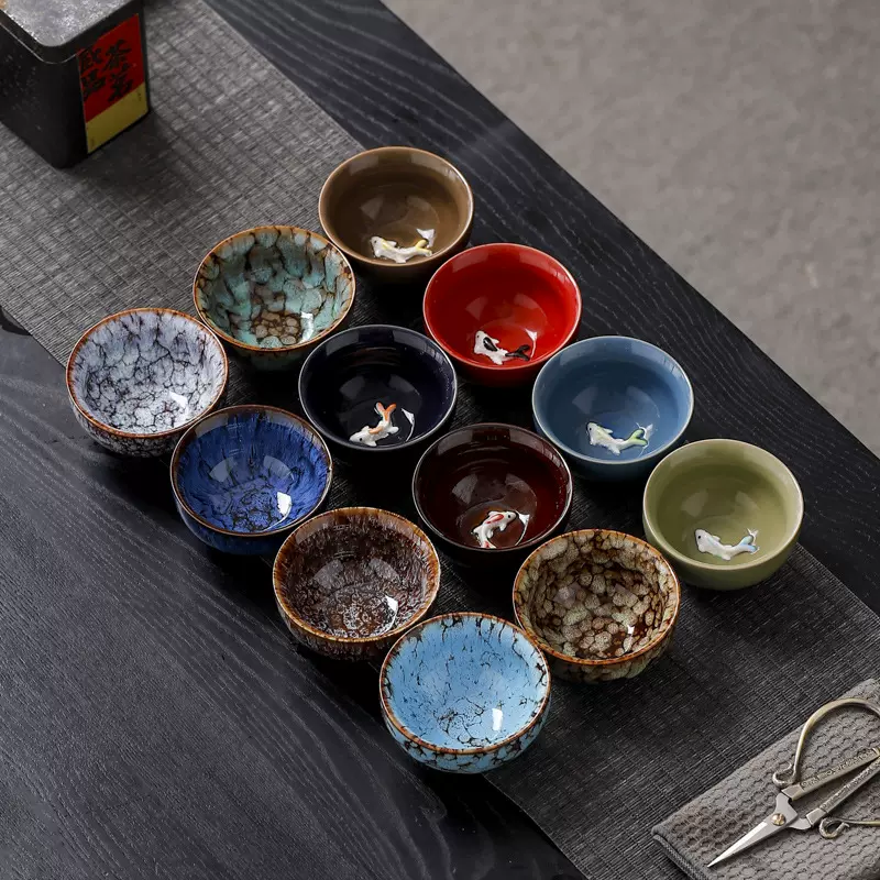 建盏茶杯主人杯单个品茗陶瓷窑变功夫茶具一套家用窑变小茶盏茶碗
