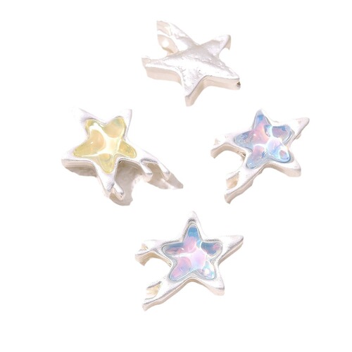 Sweet, cute, sweet and cool, fashionable alloy, colorful liquid five-pointed star beads, DIY handmade jewelry, bracelet and necklace
