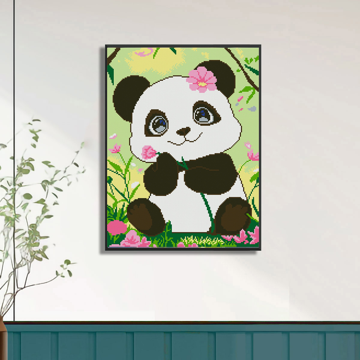 Cross-border Mona Lisa real lindo pequeño panda pequeño simple sala de estar bordado a mano image 2