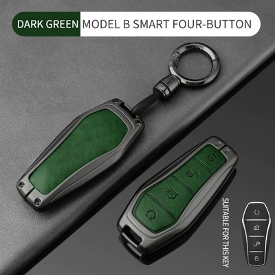 Qin L, Tang Dmi, Seal 06, Sea | Car key bag - double-sided-leather-byd-model-b-gun-green-round-buckle