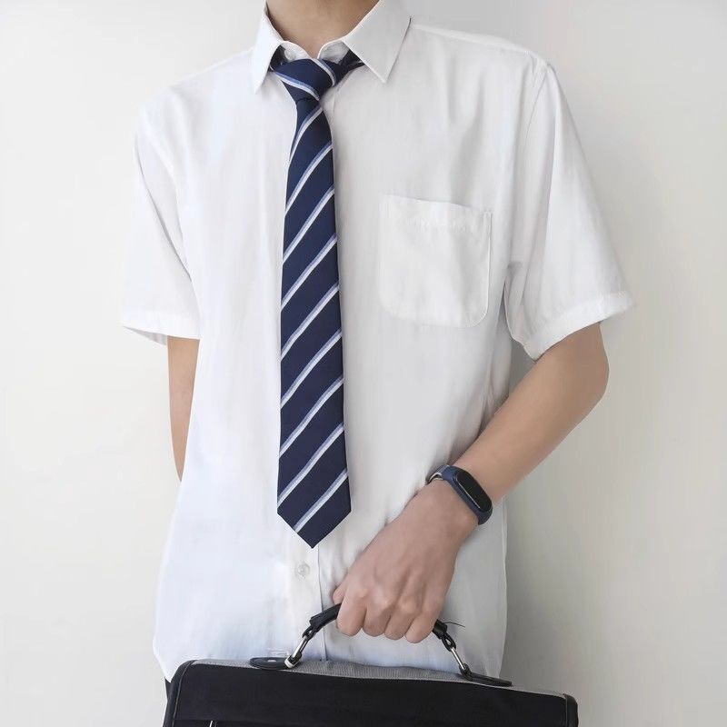 Japanese Basic Short-Sleeve White Shirt Summer Class Uniform Dk Plus-Size Trendy Uniform Loose Top Student Shirt