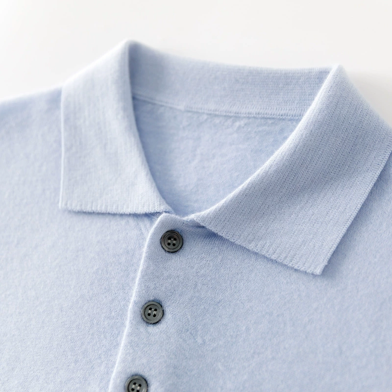 Камвольная чистая кашемировая мужская вязаная куртка Polo с воротником свитер бизнес-досуг 9518