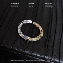 Elegant and exquisite silver and gold braided M&ouml;bius loop earrings and bracelets with a unique color-matching design.