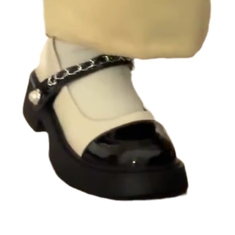 Schwarze Lederschuhe für Damen im Sommer, kleiner duftender Stil, Mary Jane-Sandalen mit dicker Sohle, runde Zehenpartie farblich abgestimmt_voghion.com