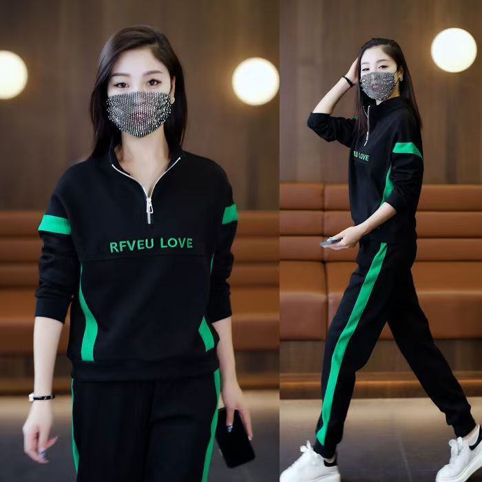 休闲运动服套装女秋季2025年新款韩版时尚宽松显瘦立领卫衣两件套|undefined