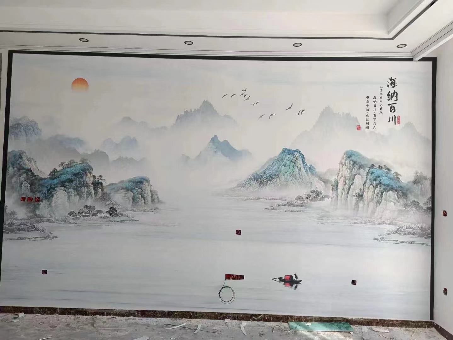 新中式山水背景墙