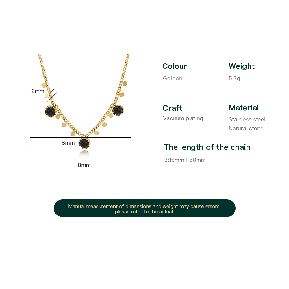 Fashion Geometric Stainless Steel Plating Natural Stone Necklace 1 Piece