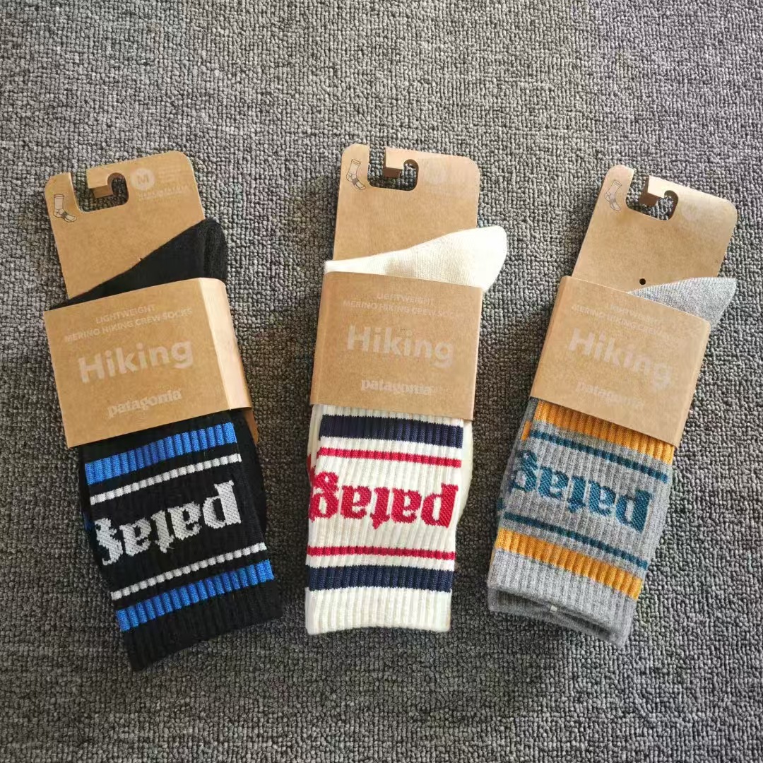New Sweat-Absorbent Patagonia Outdoor Leisure Sports Socks for Men and Women, Hiking Mid-Calf Wool Socks