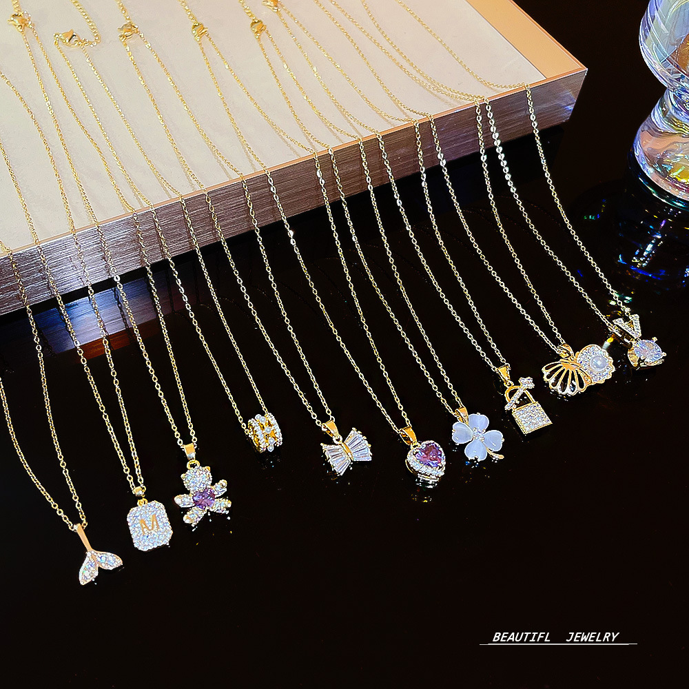 fashion all-match design sense internet hot clavicle chain female sense special interest light luxury micro zircon-laid necklace wholesale