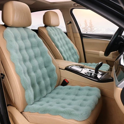 Bubble Velvet Car Seat Cushion Winter | Seat cushion, seat cover - matcha-green-1-single-seat-1-backrest-bubble-plush