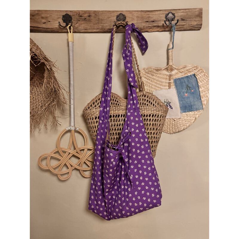 Littlechicthings Spring Niche Design French Purple Floral One-Shoulder Cross-Body Women's Bag