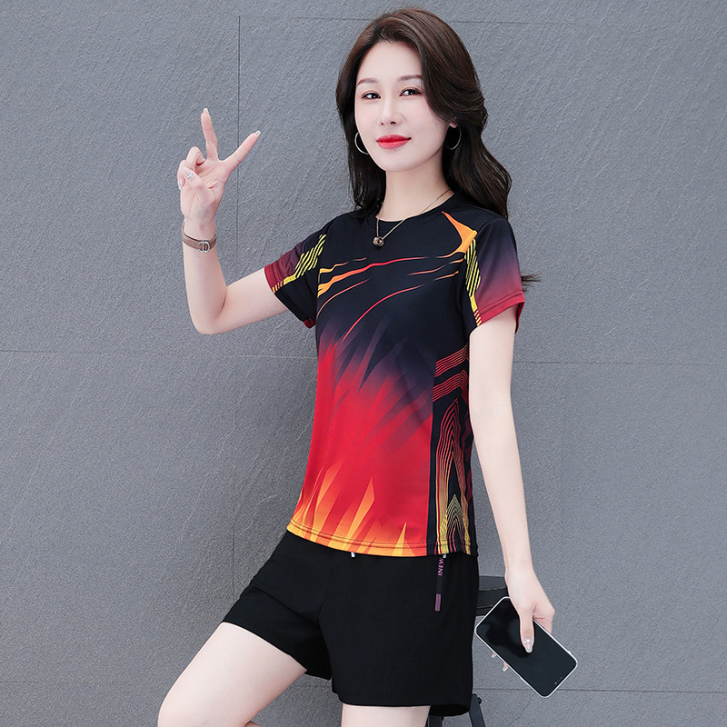 アイスシルク半袖 Tシャツ女性の夏 2025 新しい緩い薄い半袖速乾性スポーツフィットネス服 Tシャツトップ|undefined