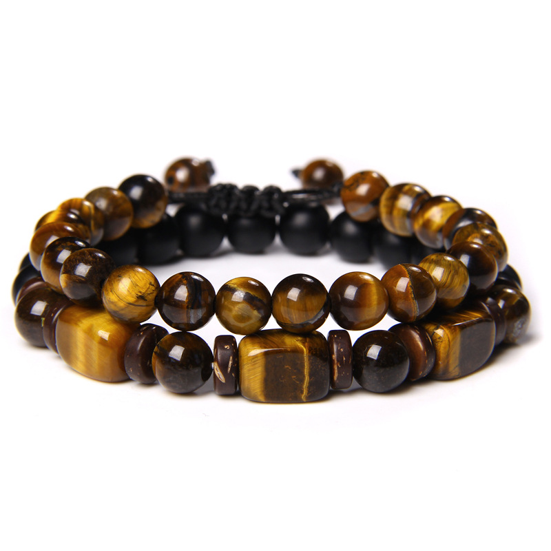 1 Set Quantity Holiday, Travel Occasion Tiger Eye Material Retro Geometric Tiger Eye Men's Bracelets Men Beaded Bracelets