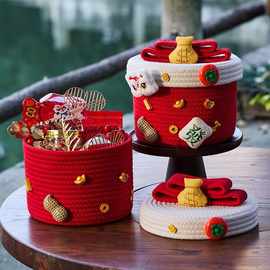 2025圣诞毛线钩织桶包装盒饼干礼品盒伴手礼糖果空盒子礼盒新年