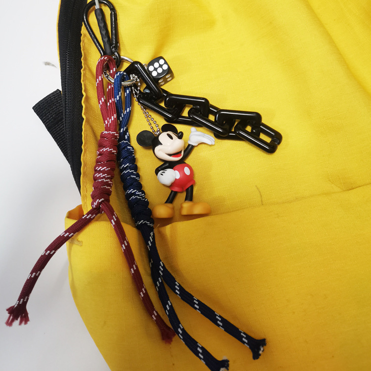 Miu Style Vintage Color Rope Ribbon Keychain Pendant Bag Pendant Mickey Mouse Doll Accessories Bag Pendant
