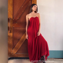 SDM152气质抹胸波西米亚度假长款拖地连衣裙度假长裙Dress批发新