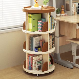 360-Degree Rotating Bookshelf Simple Floor-Standing Household Children's Picture Book Shelf Student Bookcase Simple Storage Rack Wholesale