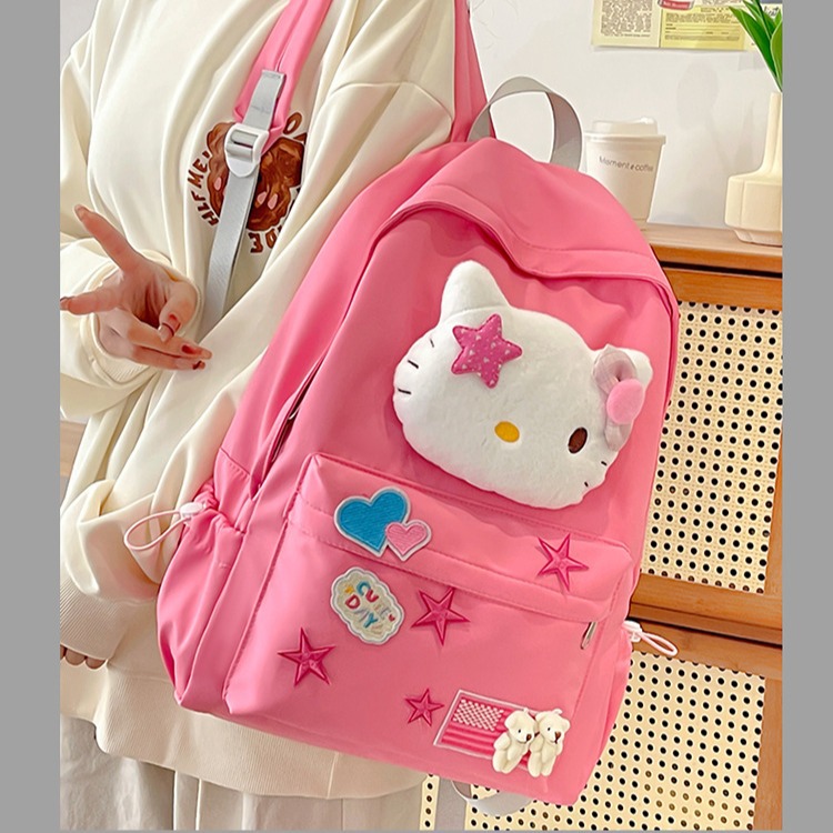 可爱猫咪书包女孩新款小学生3一6年级学生轻便双肩包韩版休闲背包
