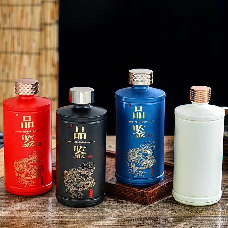 厂家直销玻璃酒瓶彩色喷涂空酒瓶1斤密封玻璃瓶高档喜宴酒瓶