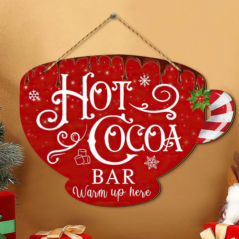 In-Stock Christmas Party Decoration Coffee Lover Door Sign Coffee and Tea Wooden Sign Wall Hanging