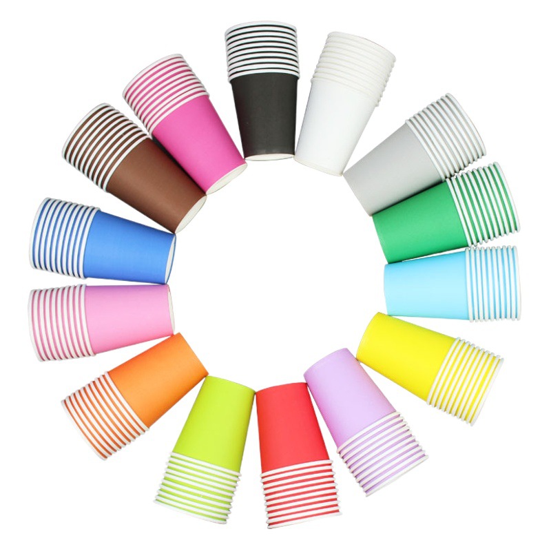 Color paper cup kindergarten handmade DIY disposable paper cup 250 ml thick wholesale mixed color Red Yellow Black White