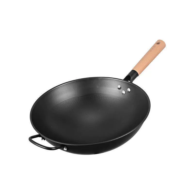 Cooking Dahuang Iron Pot Frying Pot Old-style Round Bottom Frying Pot Household Uncoated Non-stick Concave Induction Cooker Gas Frying Pot