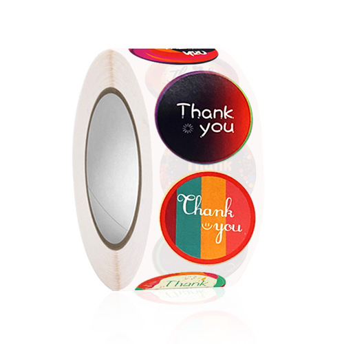 Circular thank you stickers, colorful gift seal stickers, handcrafted paper box adhesive labels