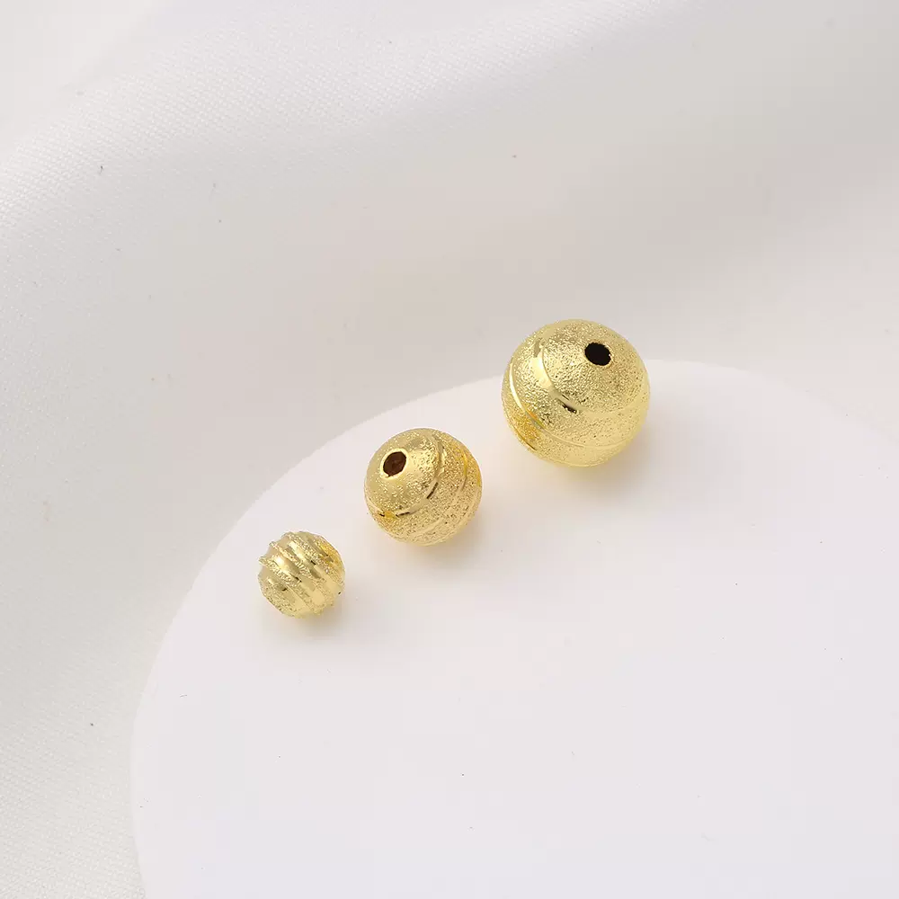 新款铜制四环批花珠金色小圆珠diy饰品配件手链项链串珠散珠隔珠