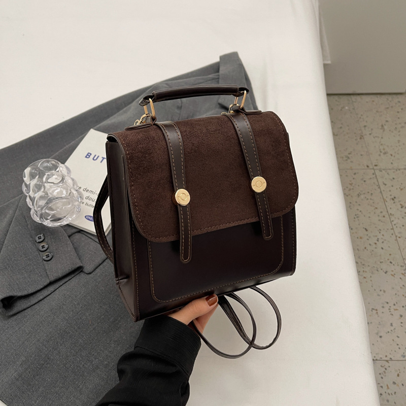 Retro costura textura mate bolso 2023 nuevo estilo occidental de las mujeres mochila crossbody pequeño bolso cuadrado