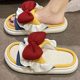 Linen slippers women wear princess style bow spring and summer thick bottom indoor non-slip cross-border four-season slippers wholesale
