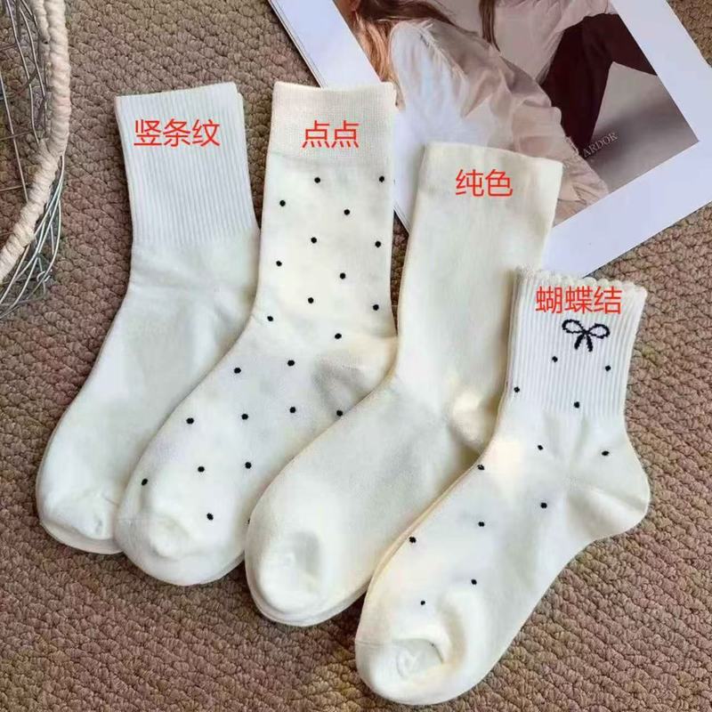 夏用薄手万能ソックス、レディースミッドカーフソックス、かわいい和風カレッジ風パイルソックス、イントレンドネットセレブストッキング|undefined