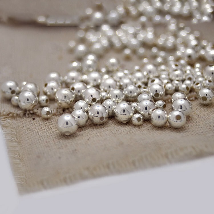 S925 Plain Silver Beads Round Beads DIY Jewelry Accessories Wholesale Jewelry Spacer Beads S925 Jewelry Trendy Style