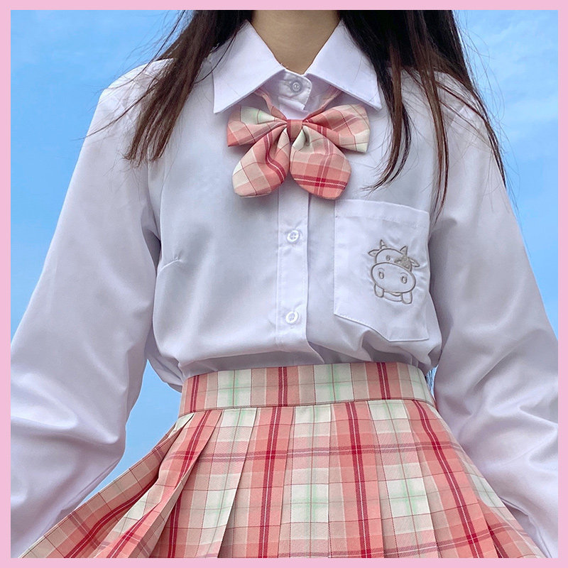 Calf Embroidery Jk Shirt Japanese Style Student Short-Sleeve Basic Long-Sleeve Shirt for Women Factory Bulk Production
