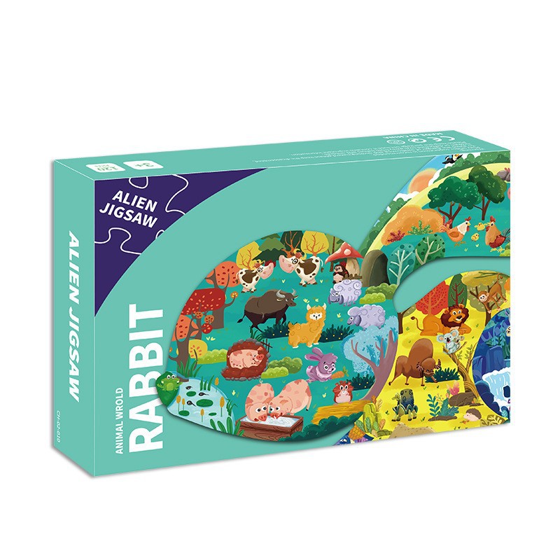 Rompecabezas de dibujos animados de 100 piezas para niños, rompecabezas de dinosaurios para educación temprana, rompecabezas con forma de animales, juguetes de jardín de infantes al por mayor.