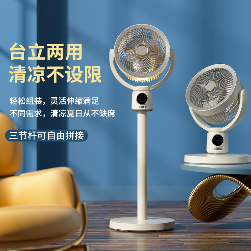 2024 New Extendable Electric Fan Multifunction Air Circulation Fan with Timer and Remote Control Lighting Floor Fan