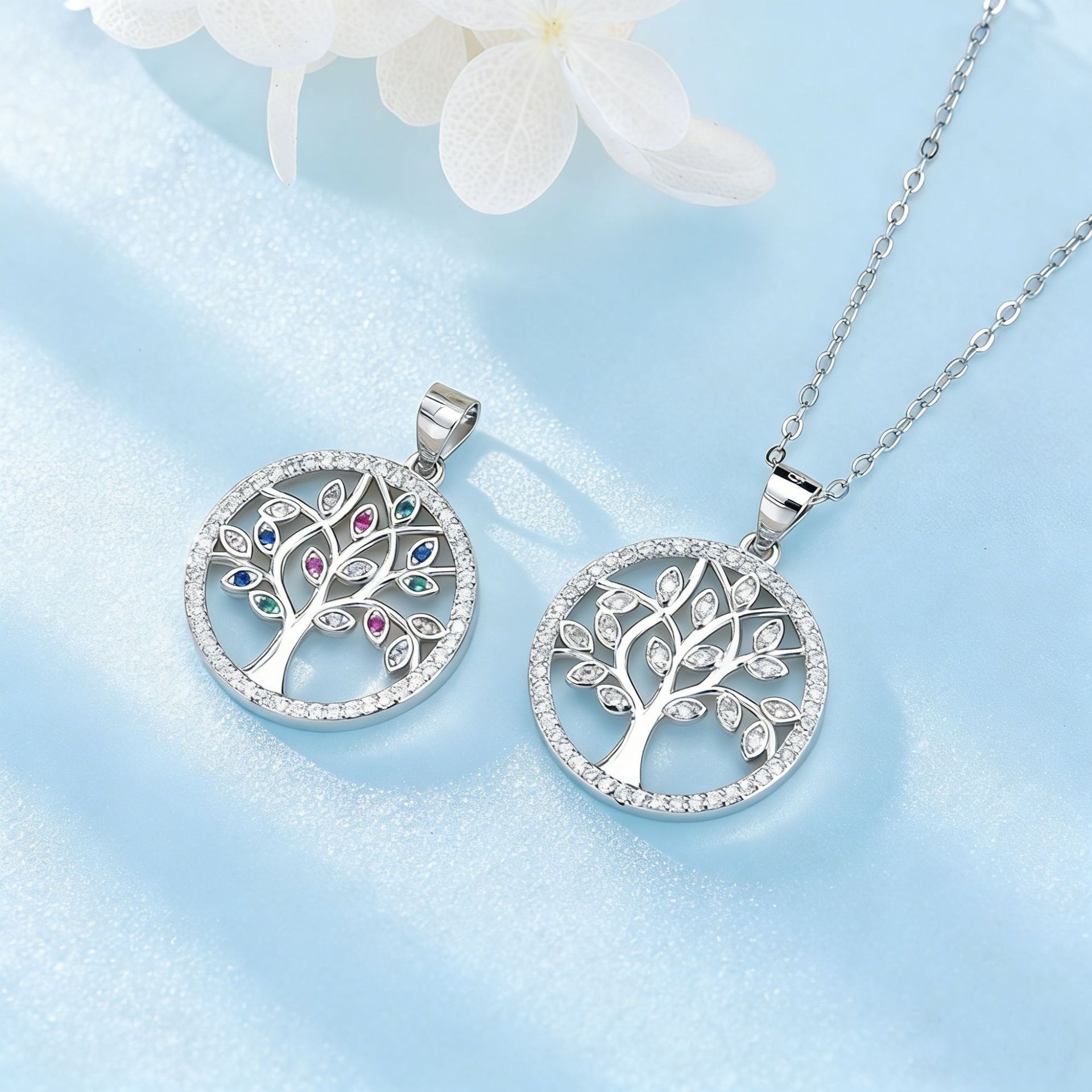 Collar de plata de ley 925 con diseño de árbol de la vida, estilo europeo y americano, para mujer, cadena de clavícula versátil de alta gama para el verano.