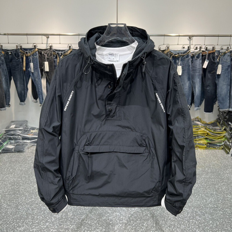American-Style Workwear Jacket for Men, Spring Season, Trendy Brand, Loose Fit, Half-Zip, Hooded Casual Jacket for Teenagers American-Style Workwear Jacket for Men, Spring Season, Trendy Brand, Loose Fit, Half-Zip, Hooded Casual Jacket for Teenagers