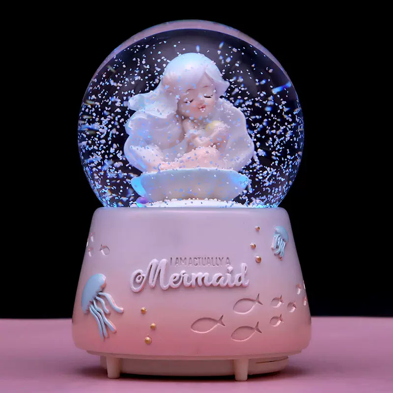 Mermaid crystal ball Shell Pearl music box decoration snow student creative gift birthday gift boutique