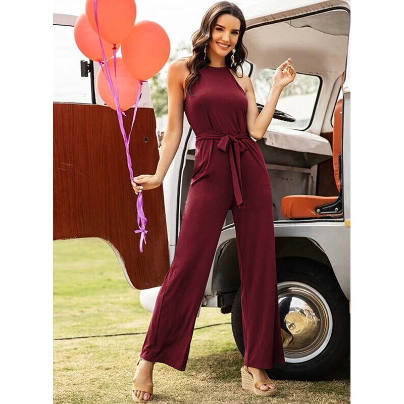 solid color halter jumpsuit NSSA50972