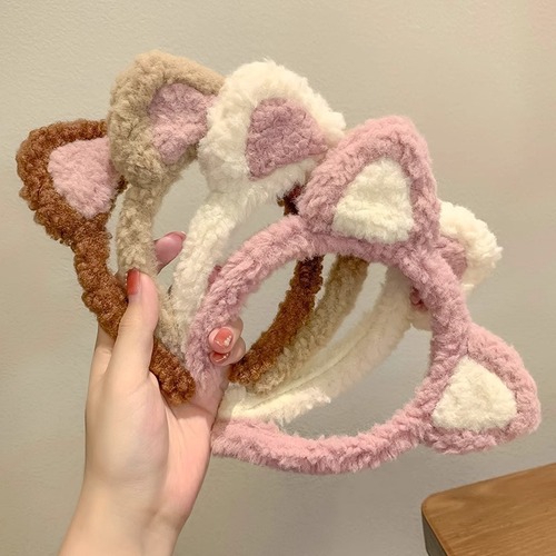 Plush cat ears wash face headband female cute headband makeup internet celebrity headband hair bundle hairpin hairband headdress