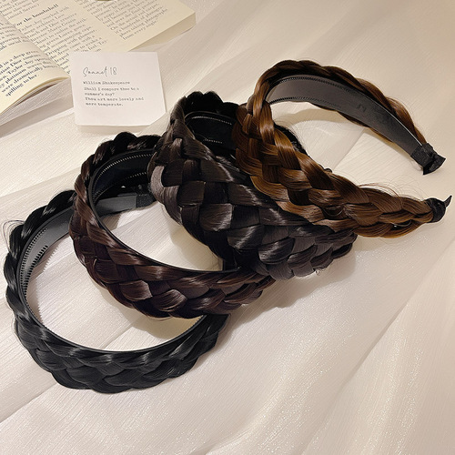 Fishbone Braided False Hair Band for Women, Waterfall Braid Integration, Wide Edge Press-in Hair Band, High Crown Hair Accessory