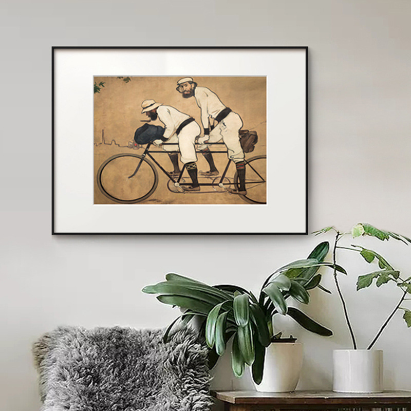 Casas Bicycle Decorative Painting Retro Nostalgic Study Office Poster Mural Character Cardboard Desktop Pendulum Painting