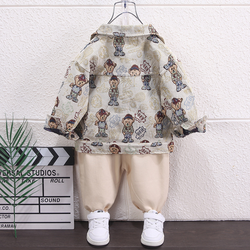 (2개) 용 봄 정장, 긴팔 가디건, 투피스 세트, 남성용 스플릿  복, 봄 가을 아우터, 1세용 한국어 버전