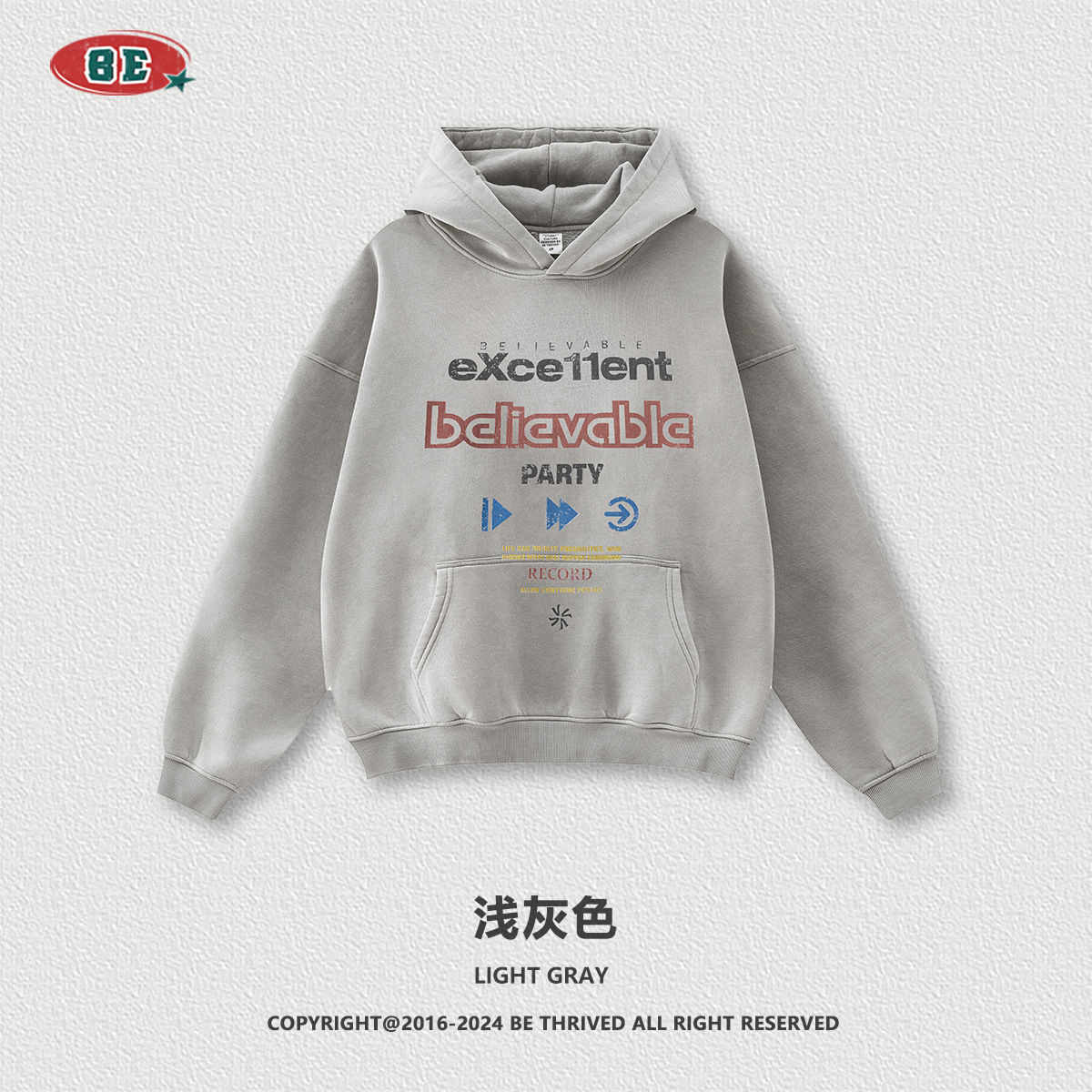 Personalización de BE | 2025 otoño e invierno marca de moda estadounidense transfronteriza spray mono viejo suéter con capucha personalización de comercio exterior para hombres