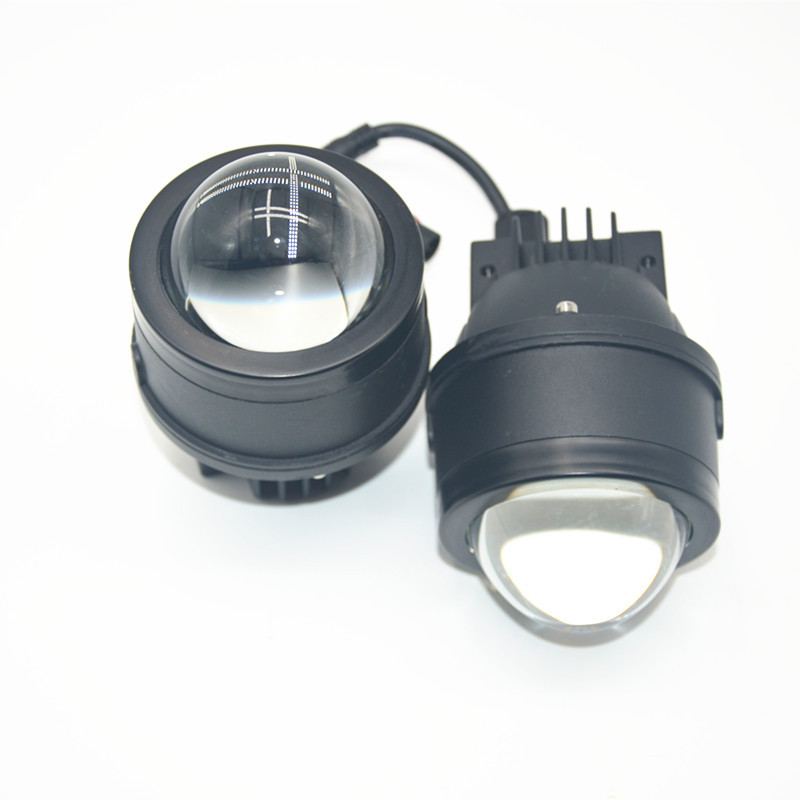 3 pulgadas LED tricolor doble luz lente de lámpara de niebla delantera transformación de automóvil luz blanca luz amarilla luz cálida