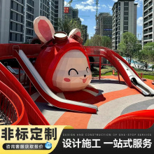 不锈钢滑梯定制户外大型儿童幼儿园小景区钻洞攀爬组合无动力厂家