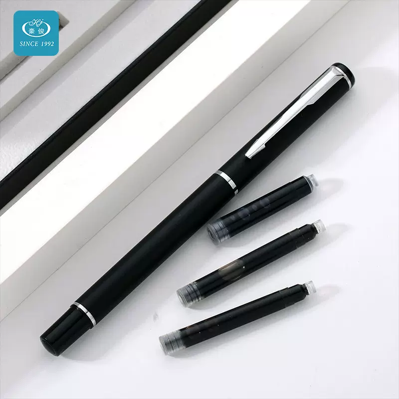 豪俊钢笔式毛笔可换墨囊金属自来水笔小楷书法毛笔软头可logo