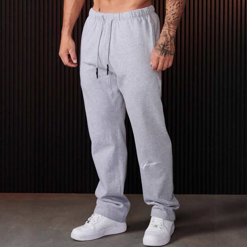 Youngla Men's New Sports Pants Heavyweight Terry Long Pants Jogger Sports Fitness Straight Pants Sweatpants Printed