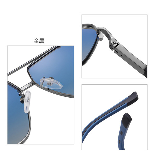 New polarized sunglasses travel driving sunshade sunglasses 6321 European and American versatile two-color square frame men's sunglasses
