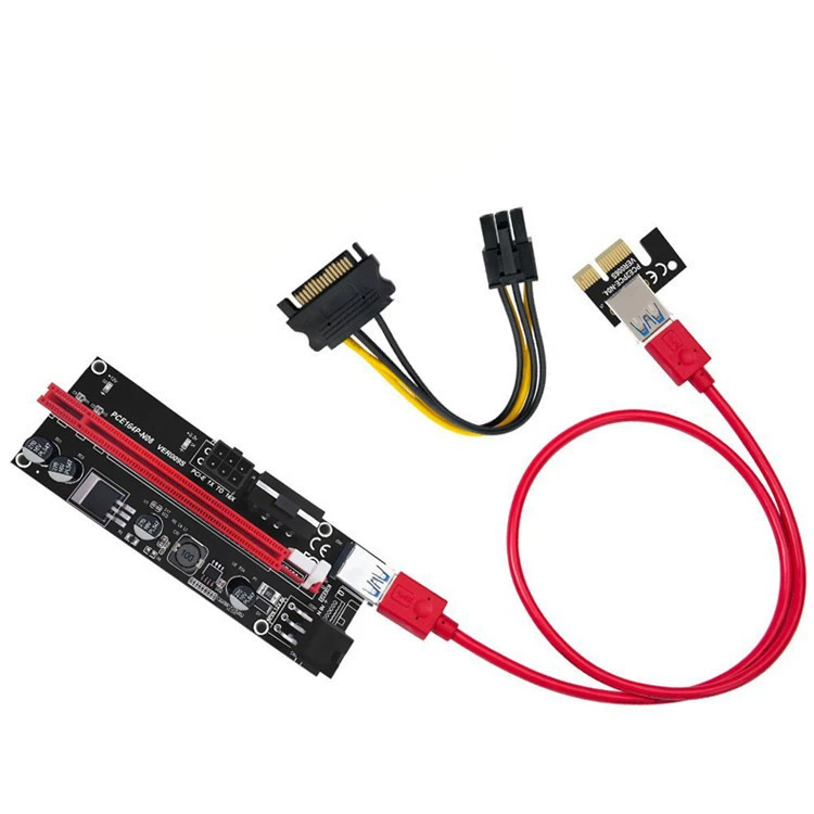 Расширительная карта PCI-E 1X до 16X графической карты с двойным питанием DC 6Pin, конверсионная карта PCIE PCIE